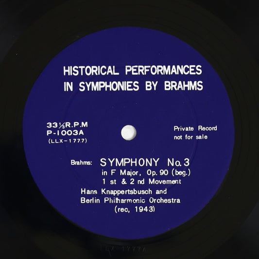 クナッパーツブッシュ,BPO / ブラームス:交響曲第3番