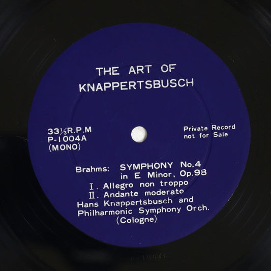 クナッパーツブッシュ,ケルンフィル / ブラームス:交響曲第4番