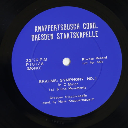 クナッパーツブッシュ,ドレスデン・シュターツカペレ / ブラームス:交響曲第1番 他