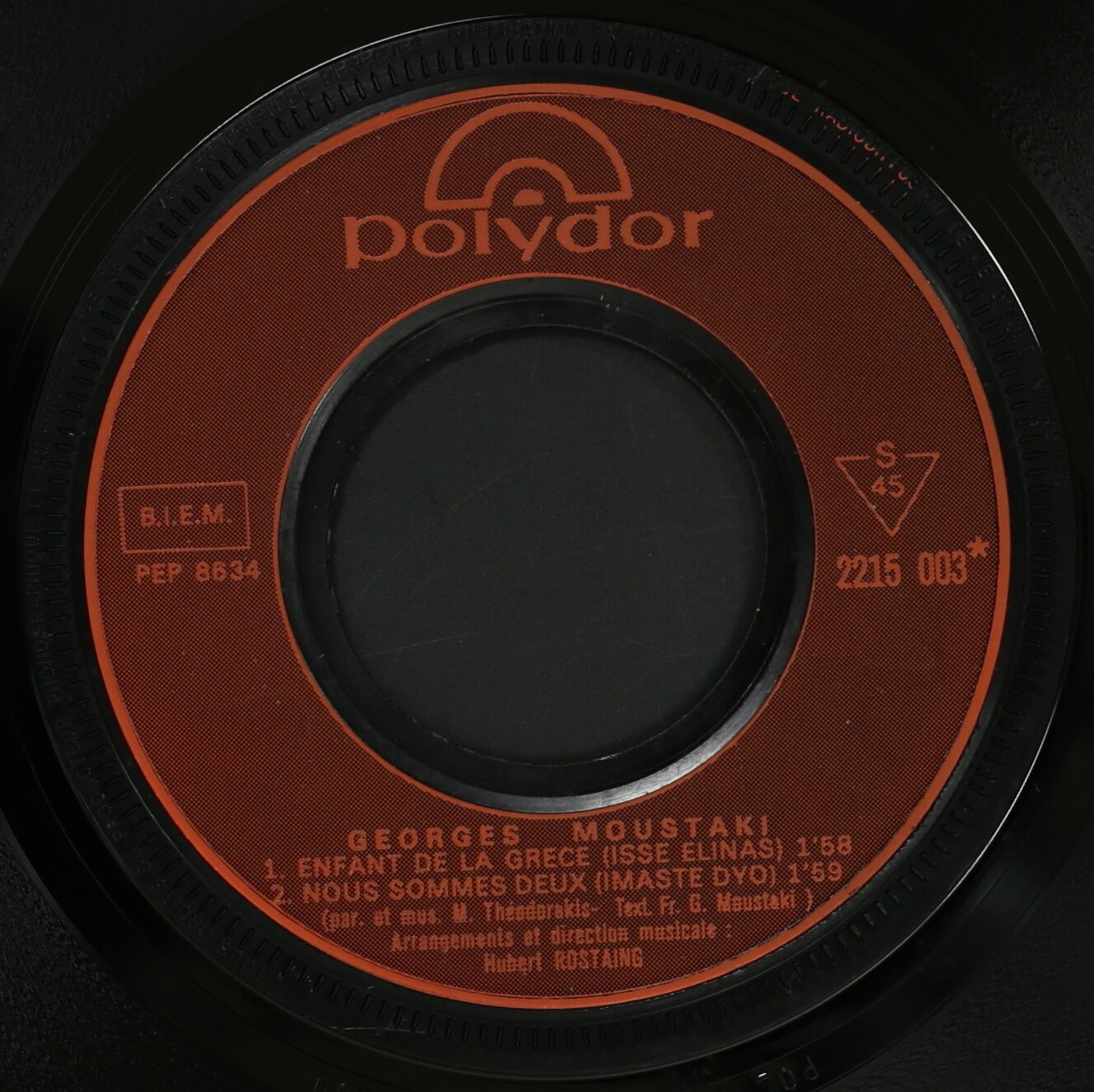 ジョルジュ・ムスタキ GEORGES MOUSTAKI / CHANSONS POUR ANDREAS
