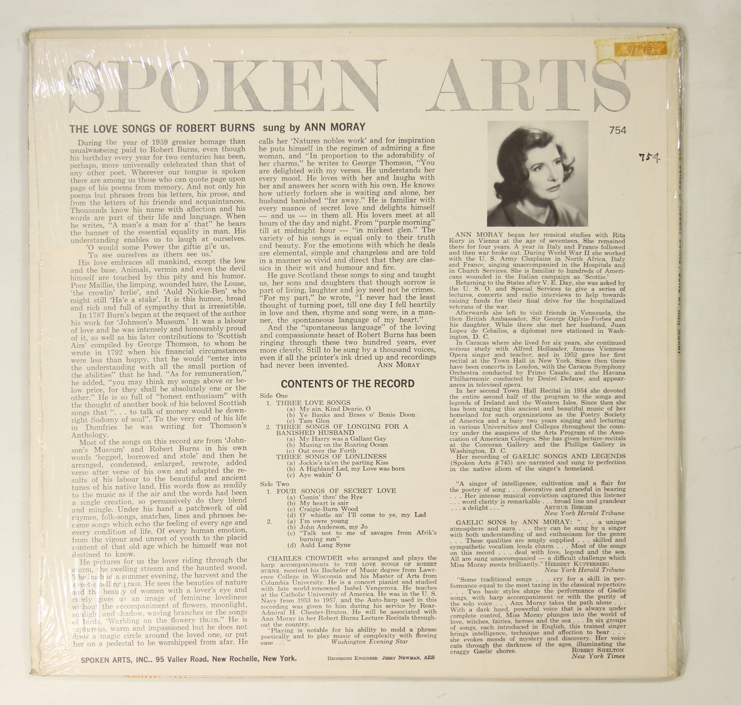 ANN MORAY / LOVE SONGS OF ROBERT BURNS