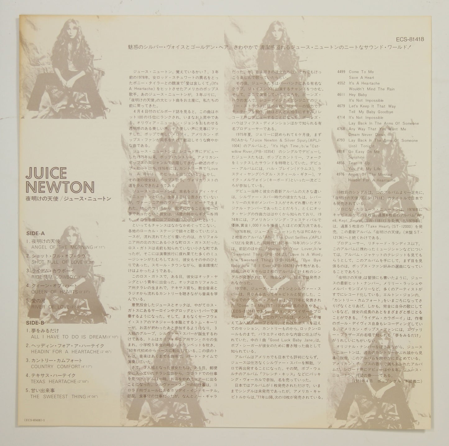 Juice Newton ジュース・ニュートン / Juice 夜明けの天使
