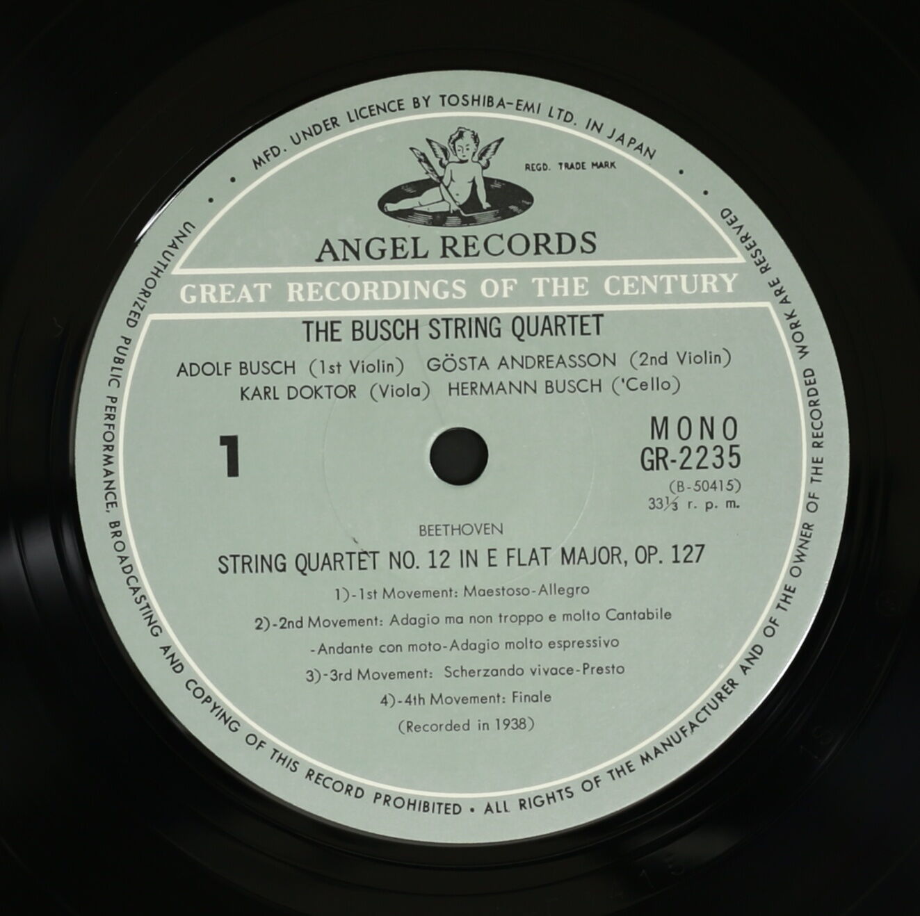 ブッシュ弦楽四重奏団 / ベートーヴェン:弦楽四重奏曲 第12番 第16番