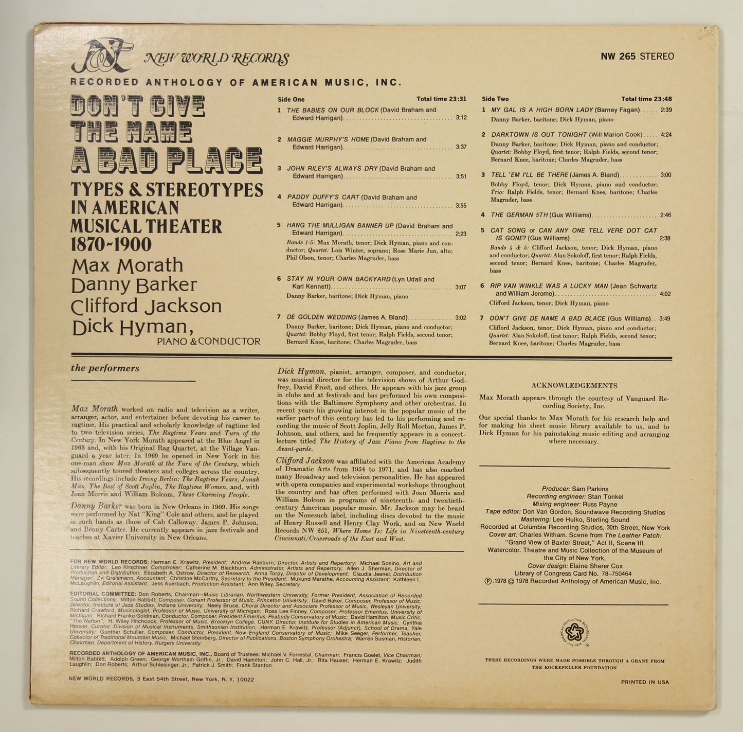 DICK HYMAN他 / DON'T GIVE THE NAME A BAD PLACE