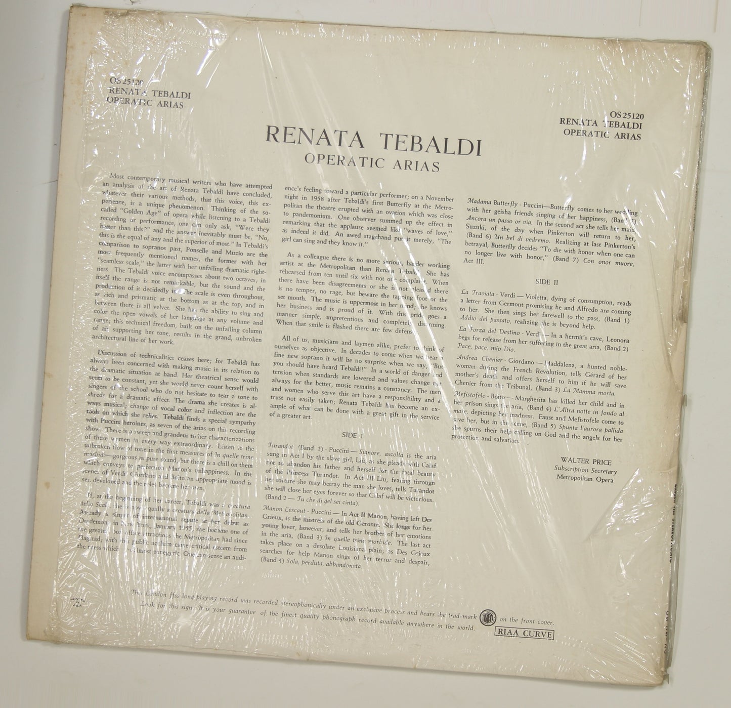 Renata Tebaldi レナータ・テバルディ / Operatic Arias