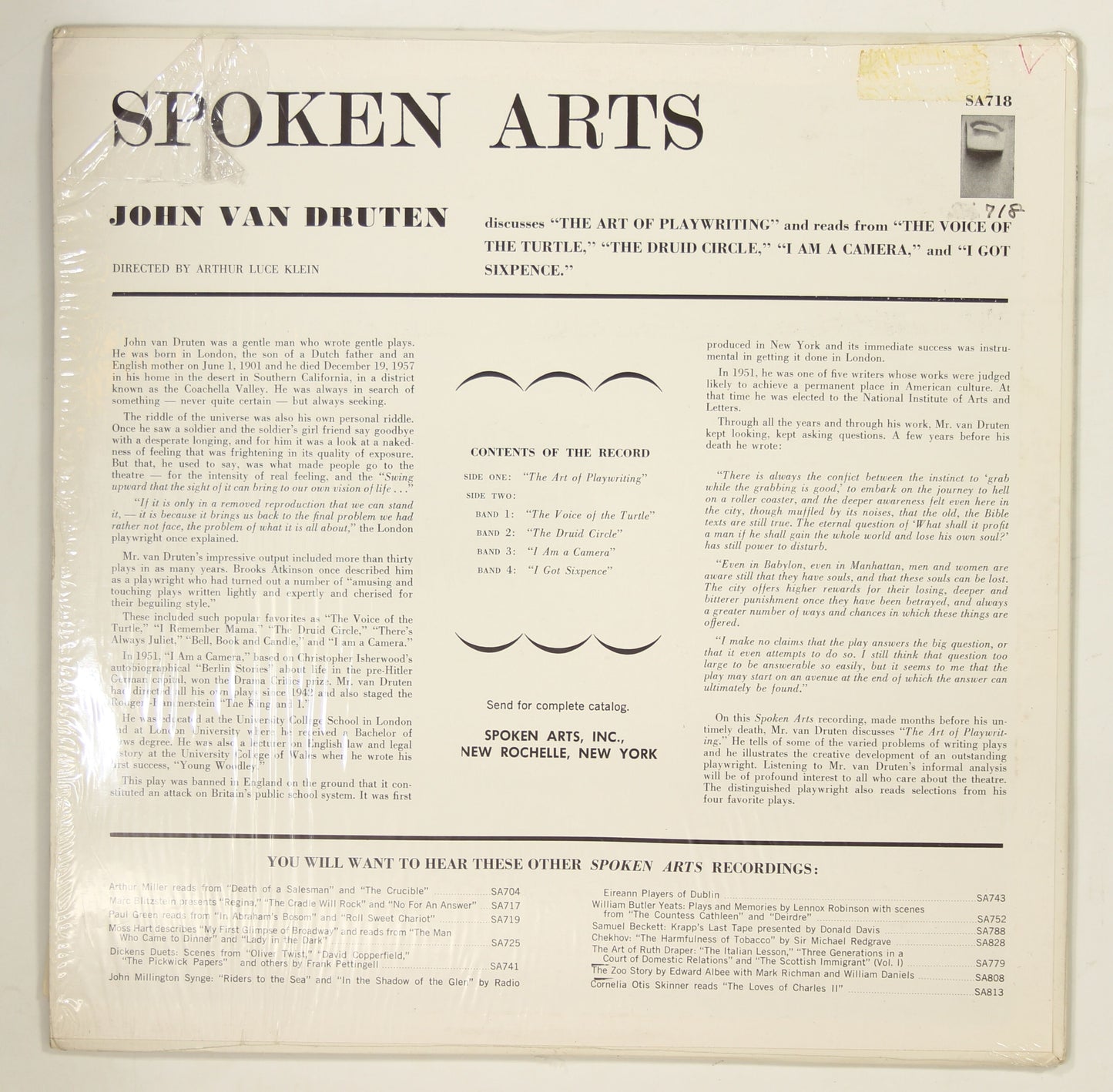 JOHN VAN DRUTEN / DISTINGUISHED PLAYWRIGHT SERIES