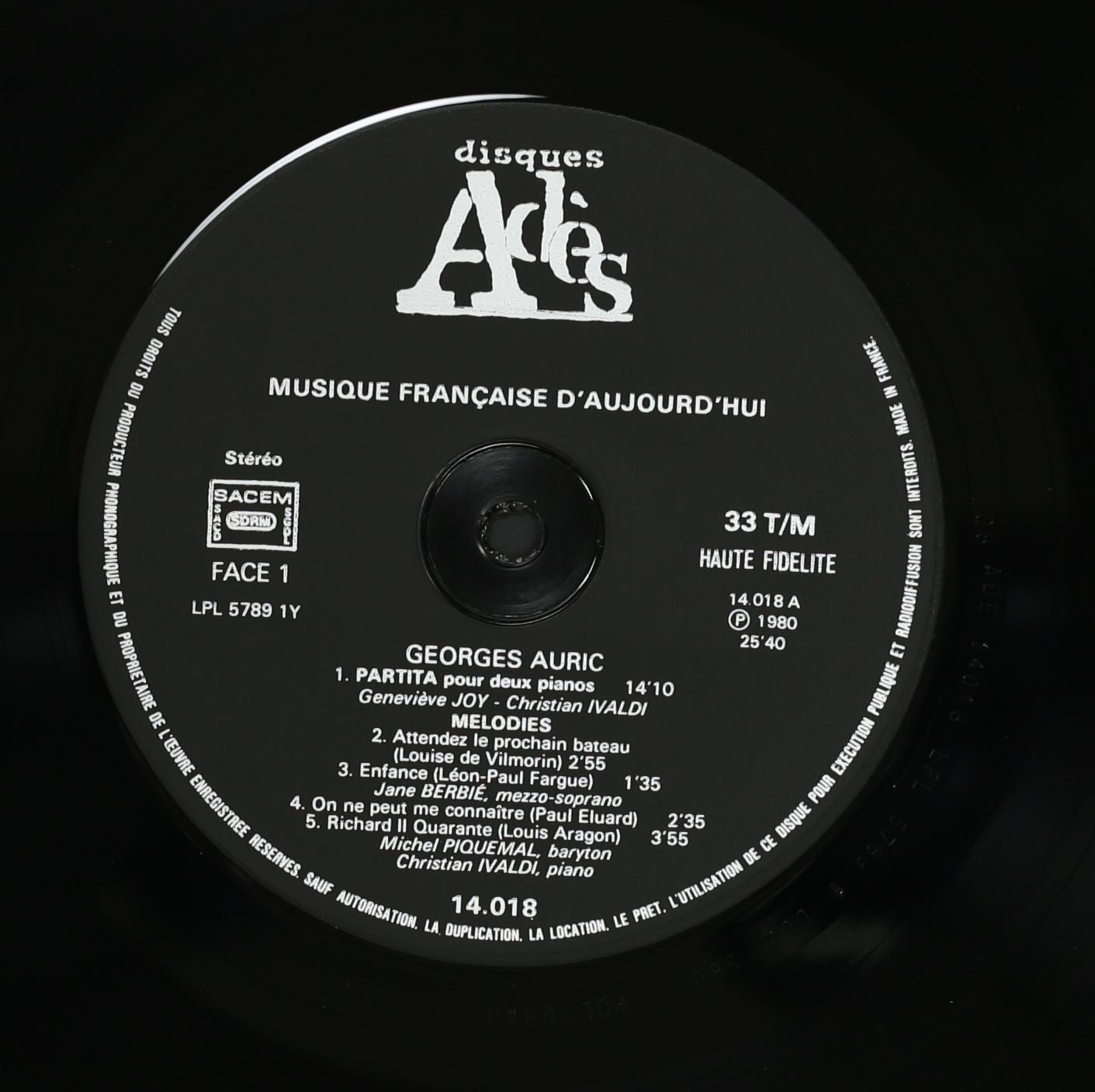 ジャーヌ・ベルビエ,アンドレ・ブタール,ロベール・カジェ,ポール・オンニュ,クリスティアン・イヴァルディ,ジュヌヴィエーヴ・ジョワ,ミシェル