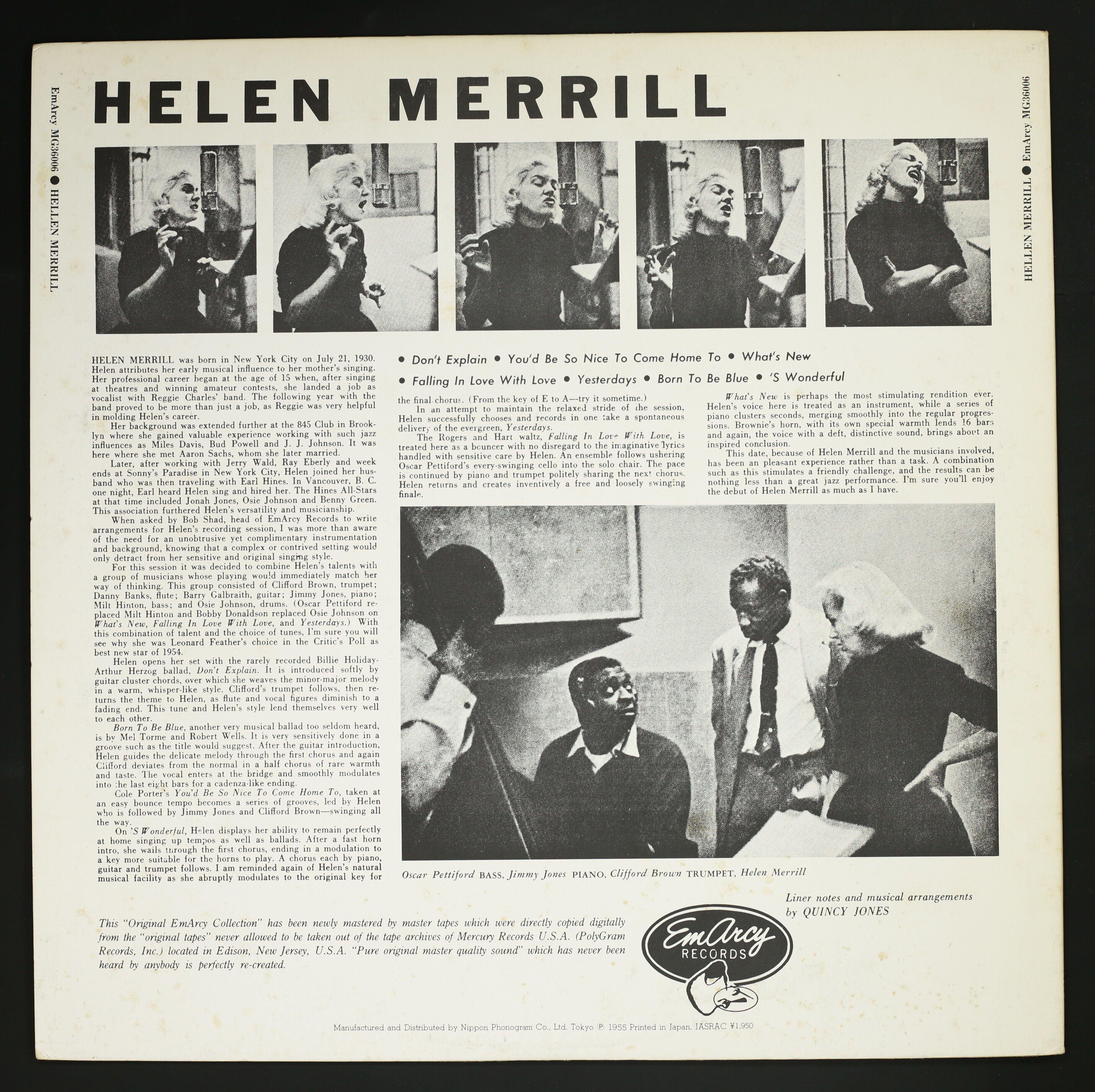ヘレン・メリル HELEN MERRILL / ウィズ・クリフォード・ブラウン 