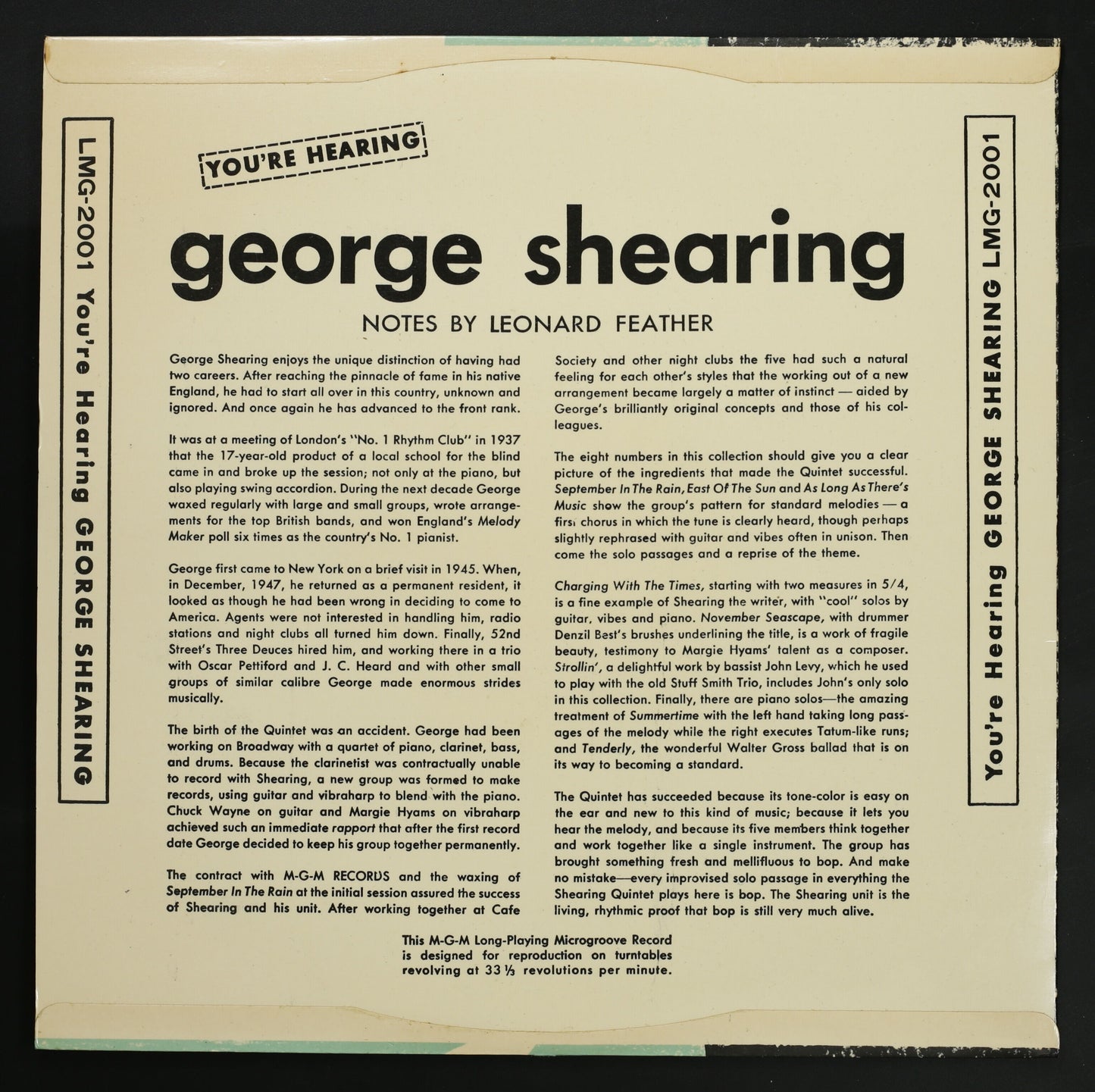 GEORGE SHEARING / YOU'RE HEARING