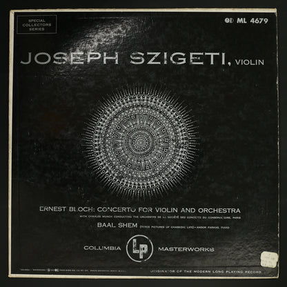 シゲティ, ミュンシュ JOSEPH SZIGETI, CHARLES MUNCH / ブロッホ:ヴァイオリン協奏曲