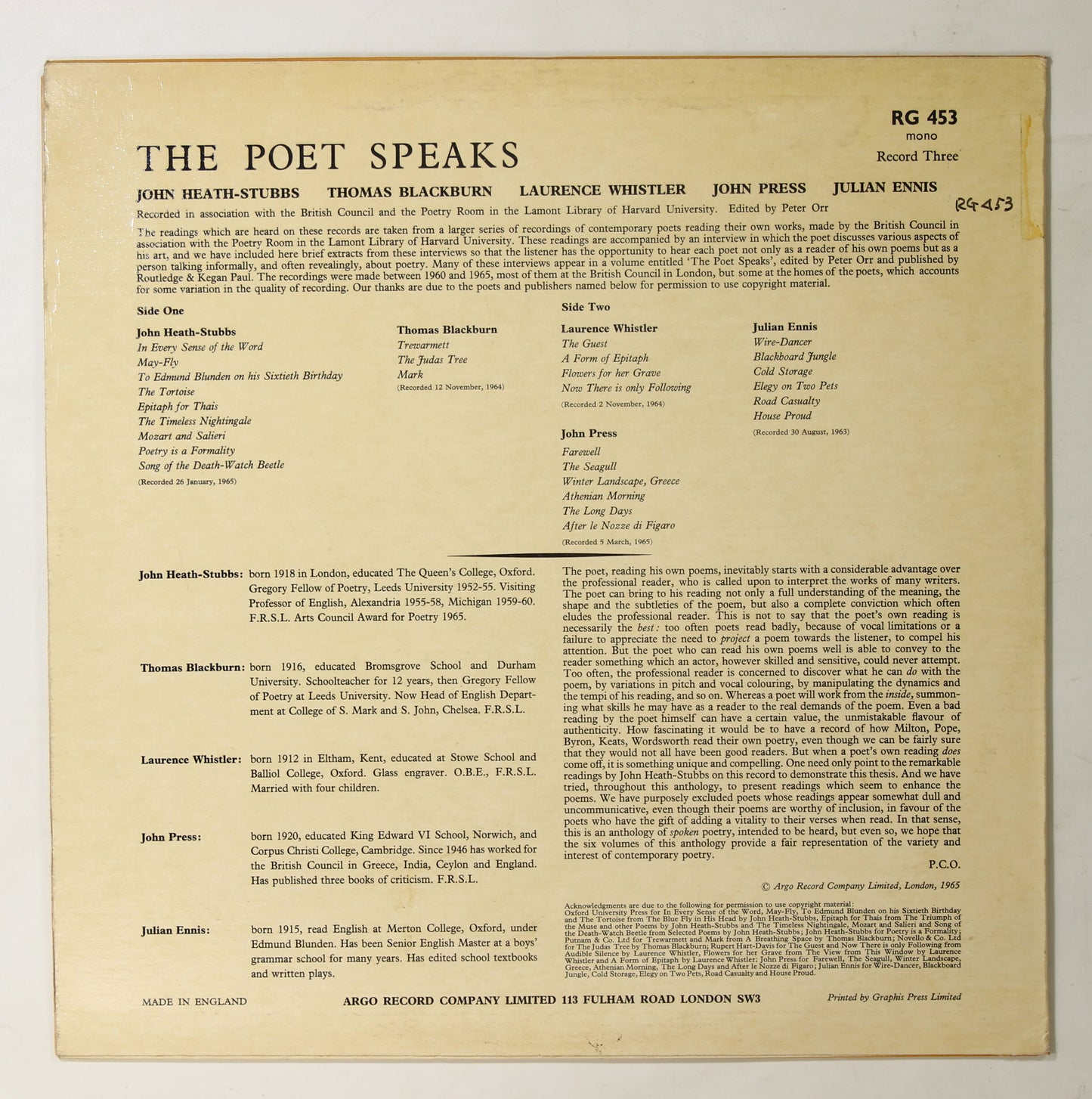 JOHN HEATH-STUBBS 他 / POET SPEAKS 3