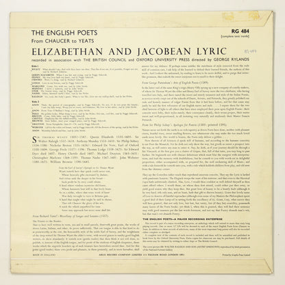 PEGGY ASHCROFT, IAN HOLM他 / ELIZABETHAN AND JACOBEAN LYRICS