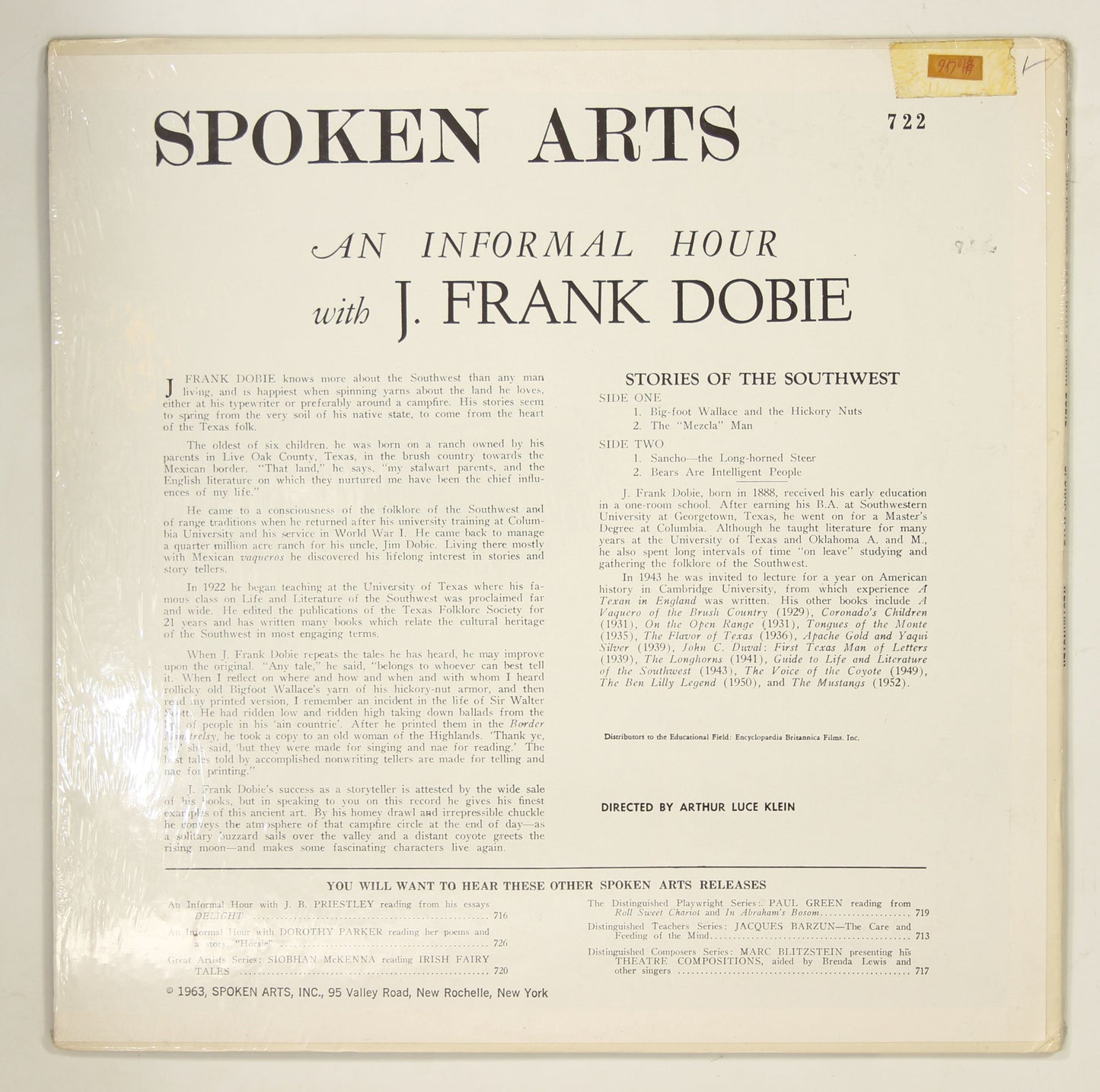 J. FRANK DOBIE / STORIES OF THE SOUTHWEST