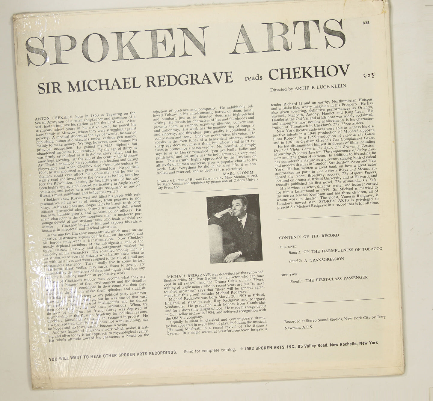 SIR MICHAEL REDGRAVE / READS ANTON CHEKHOV